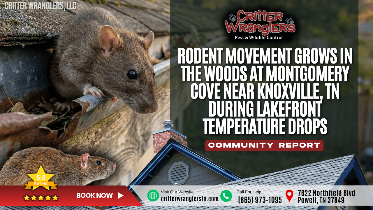 Rodent Movement Grows in The Woods at Montgomery Cove Near Knoxville, TN During Lakefront Temperature Drops