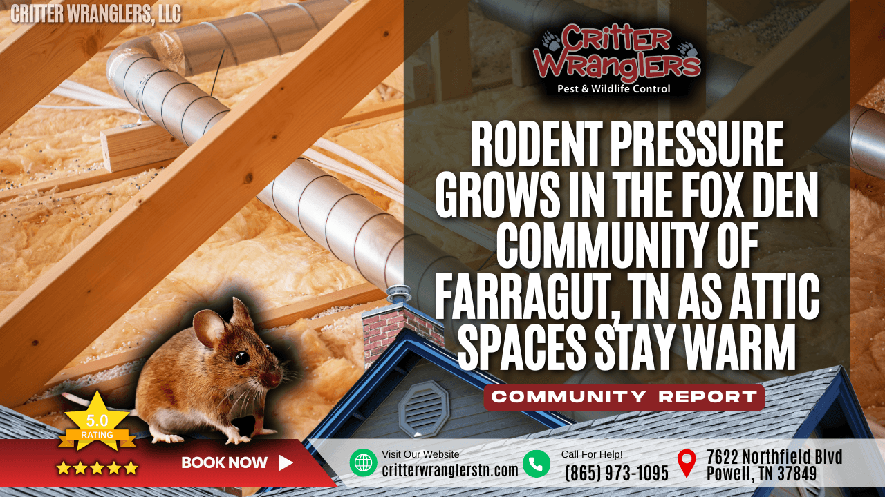Rodent Pressure Grows in the Fox Den Community of Farragut, TN as Attic Spaces Stay Warm